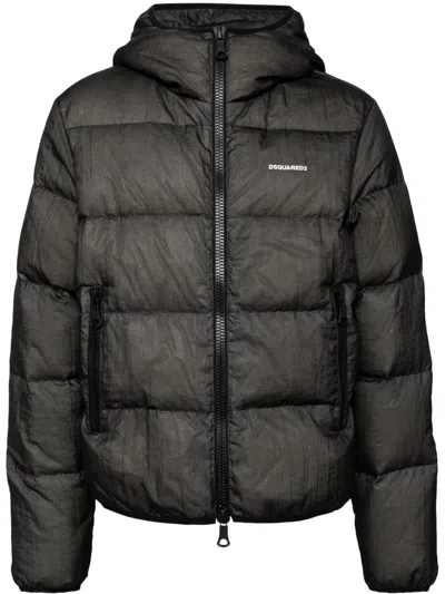 Dsquared2 Kaban Grid-pattern Puffer Jacket In Black