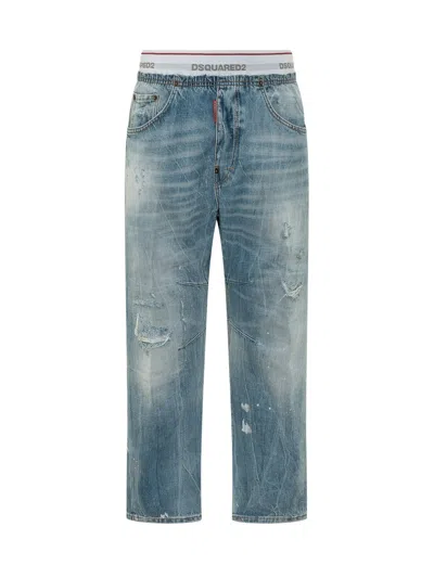 Dsquared2 Kawaii Denim Mini With Worn Effect And Pockets