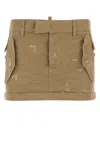 Dsquared2 Beige Short Skirt With Distressed Effect In Kaki