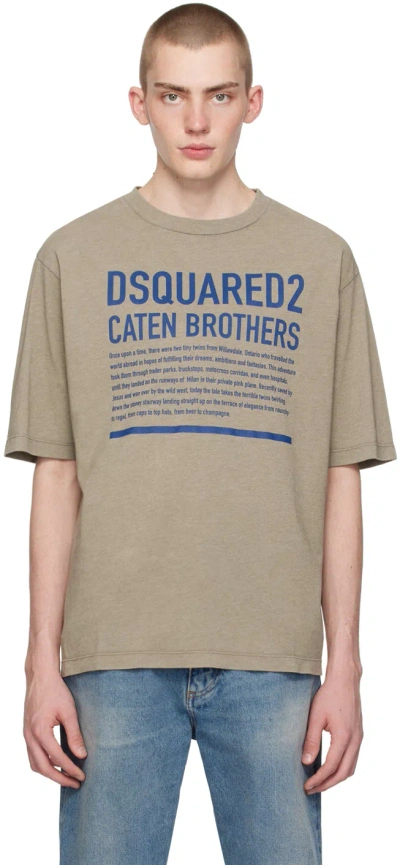 Dsquared2 Khaki Loose Fit T-shirt In 695 Military Green