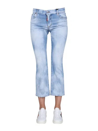Dsquared2 Kick-flared Cropped Jeans In Navy Blue
