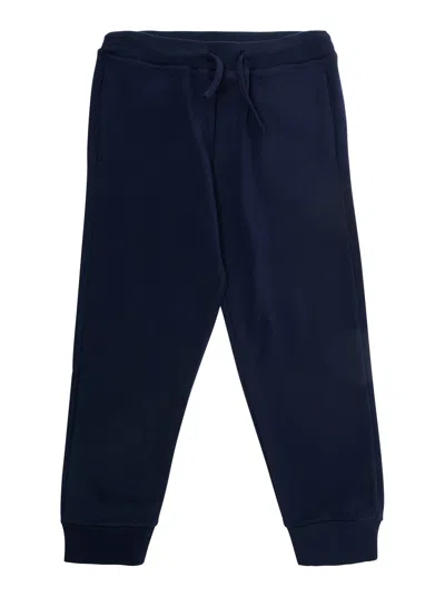 Dsquared2 Kids Baby Boy Cotton Pants With Drawstring Waist And Back Logo Lettering In Blue