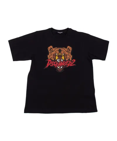Dsquared2 Kids' T-shirt In Jersey Con Patch Bear In Black