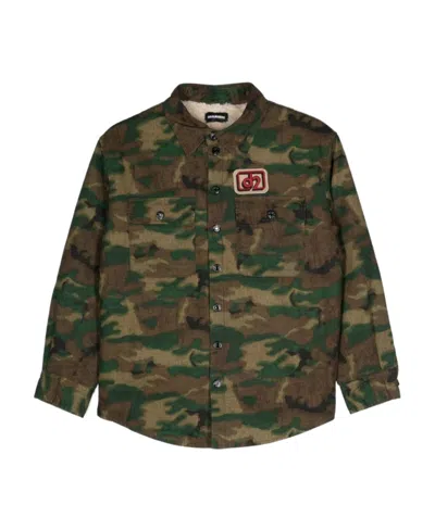 Dsquared2 Kids Camouflage Printed Long-sleeved Shirt In Green