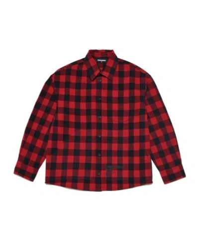 Dsquared2 Kids Checked Long-sleeved Shirt In Red