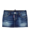 Dsquared2 Kids Distressed Denim Mini Skirt In Blue