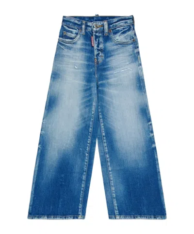 Dsquared2 Kids Distressed Flared Jeans In Blue