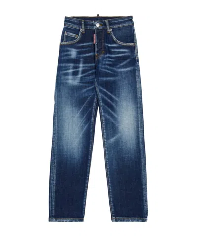 Dsquared2 Kids Distressed Regular Fit Jeans In Blue