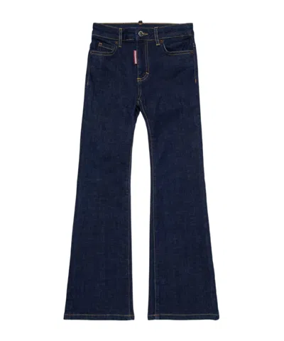 Dsquared2 Kids Flared Slim Fit Jeans In Blue