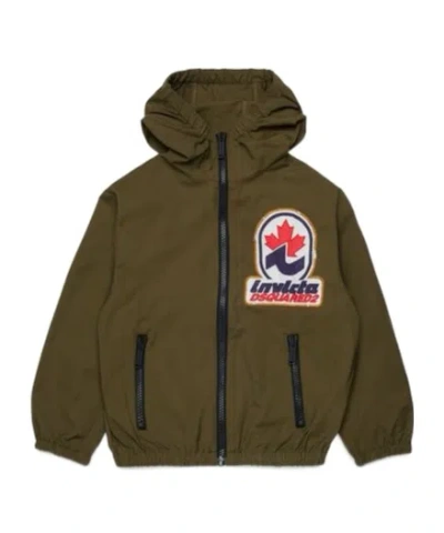 Dsquared2 Kids Invicta  Patch Windbreaker Jacket In Green