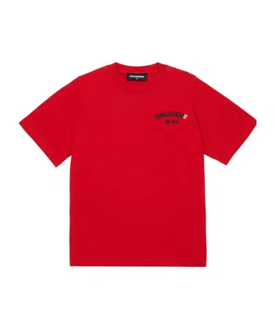 Dsquared2 Kids Logo Detailed Crewneck T-shirt In Red