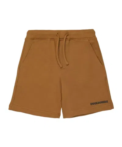 Dsquared2 Kids Logo Detailed Drawstring Shorts In Brown