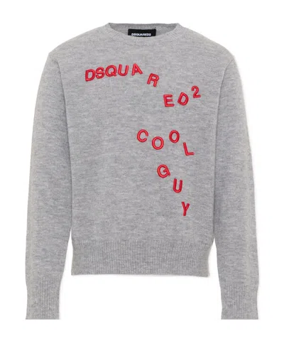 Dsquared2 Kids Logo Embroidered Knitted Jumper In Blue