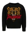 Dsquared2 Kids Logo Inatrsia-knit Crewneck Jumper In Black