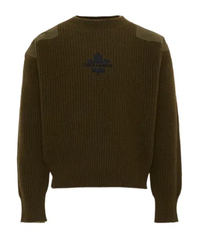 Dsquared2 Kids Logo Patch Knitted Sweater In Brown