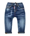 Dsquared2 Kids Logo Patch Shaded Slim Fit Jeans In Blue