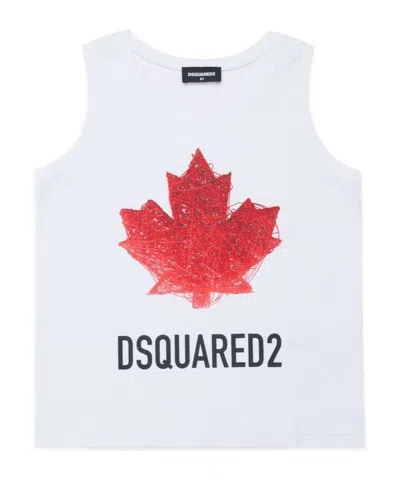 Dsquared2 Kids Logo Printed Crewneck Sleeveless T-shirt In White