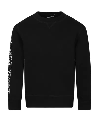 Dsquared2 Kids Logo Printed Crewneck Sweatshirt In Black