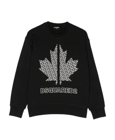 Dsquared2 Kids Logo Printed Crewneck Sweatshirt In Black