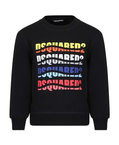 Dsquared2 Kids Logo Printed Crewneck Sweatshirt In Black