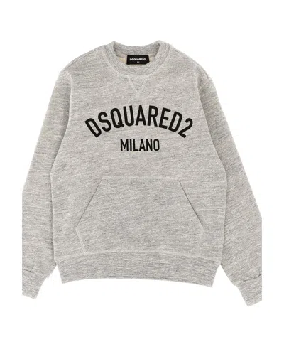Dsquared2 Kids Logo Printed Crewneck Sweatshirt In Gray