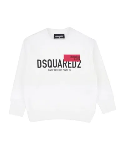 Dsquared2 Kids Logo Printed Crewneck Sweatshirt In White