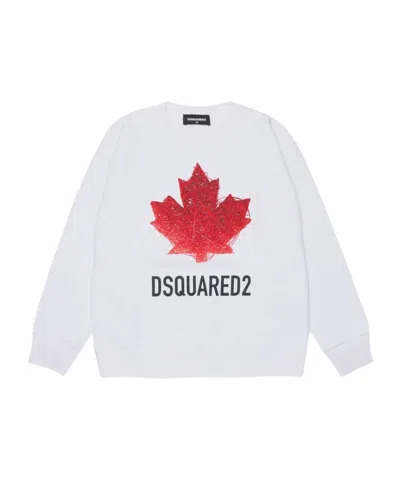 Dsquared2 Kids Logo Printed Crewneck Sweatshirt In White