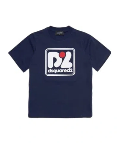 Dsquared2 Kids Logo Printed Crewneck T-shirt In Blue