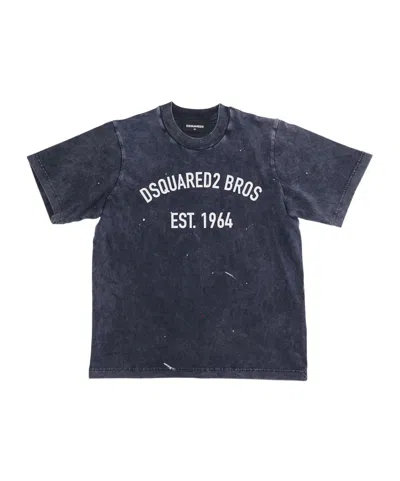 Dsquared2 Kids Logo Printed Crewneck T-shirt In Blue