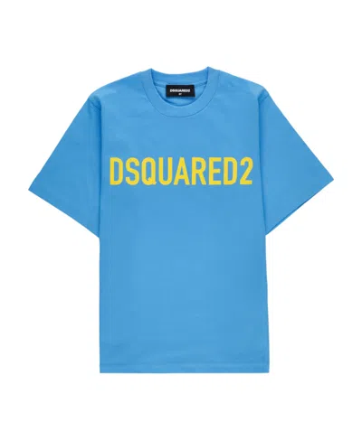 Dsquared2 Kids Logo Printed Crewneck T-shirt In Blue