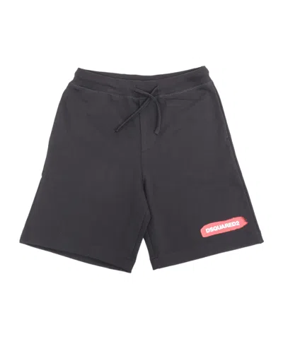 Dsquared2 Kids Logo-printed Drawstring Track Shorts In Black