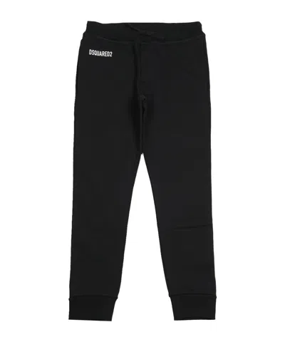 Dsquared2 Kids Logo Printed Fleece Joggers In Black