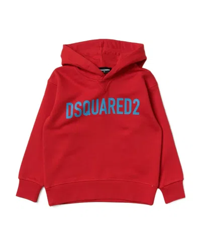 Dsquared2 Kids Logo-printed Long-sleeved Hoodie In Red