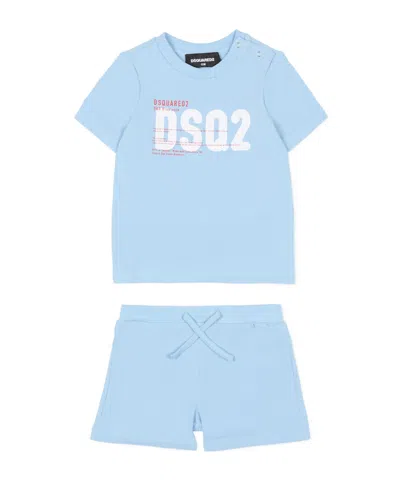 Dsquared2 Kids Logo Printed Overalls In Blue
