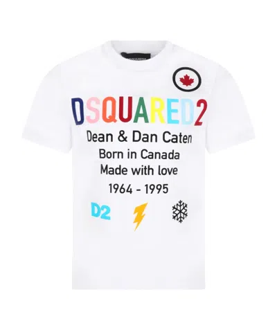 Dsquared2 Kids Logo Slogan Printed T-shirt In White