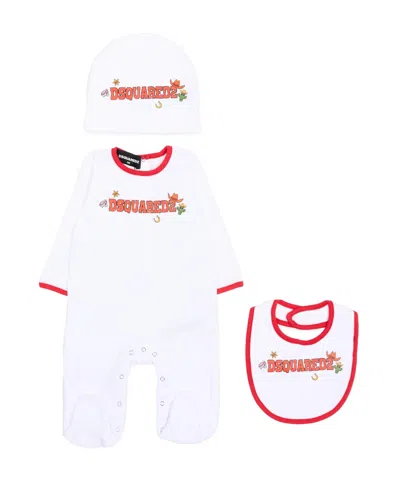 Dsquared2 Kids Logo Trim Onesie Set In White