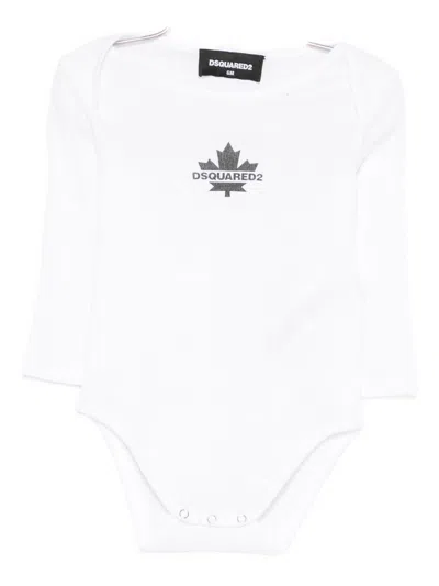 Dsquared2 Kids Long Sleeve Cotton Bodysuit In White