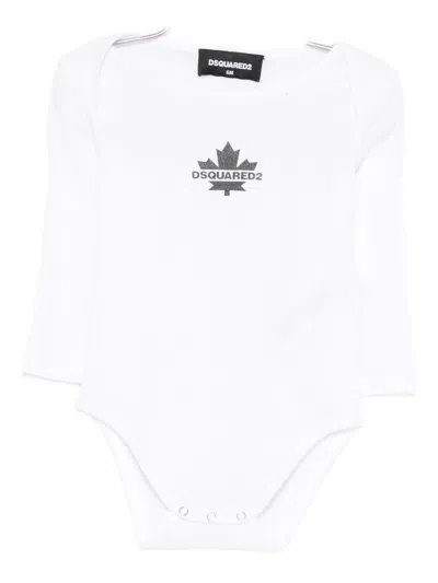Dsquared2 Babies'  Kids Long-sleeved Cotton Bodysuit In White