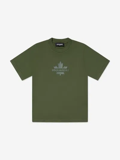 Dsquared2 Kids Maple Leaf Logo T-shirt In Green
