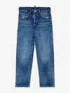 Dsquared2 Kids Straight Leg Distressed Jeans In Blue