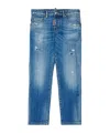 Dsquared2 Kids Stanislav Distressed Logo Patch Jeans In Blue