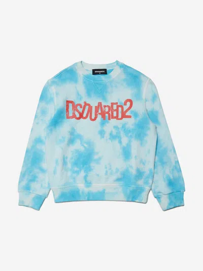 Dsquared2 Kids Tie-dye Logo Sweatshirt In Blue