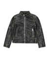 Dsquared2 Kids Vintage-effect Leather Jacket In Black