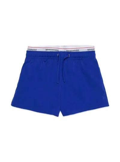 Dsquared2 Kidsswimsuit With Logo Band In Blue
