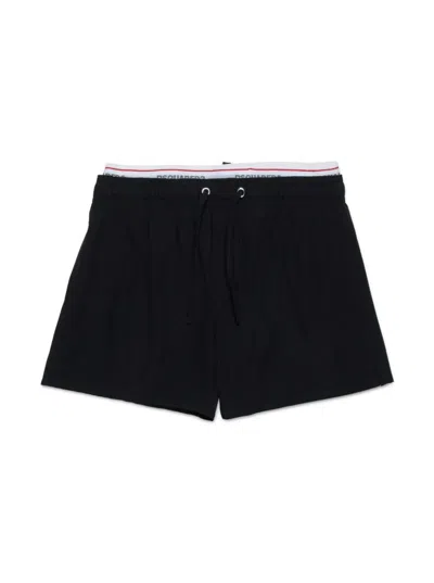 Dsquared2 Kidsswimsuit With Logo Band In Black