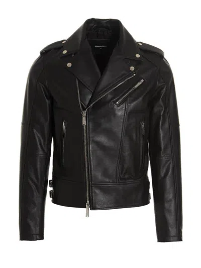 Dsquared2 Side Buckle Epaulette Sleeve Hardware Pocket Jacket In Black