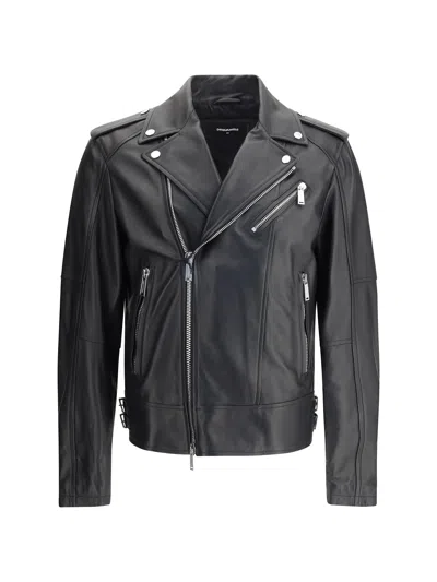 Dsquared2 Kiodo Leather Jacket In Black