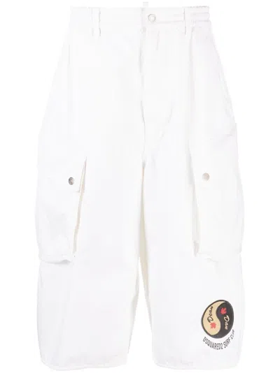 Dsquared2 Knee-length Cargo Shorts In White