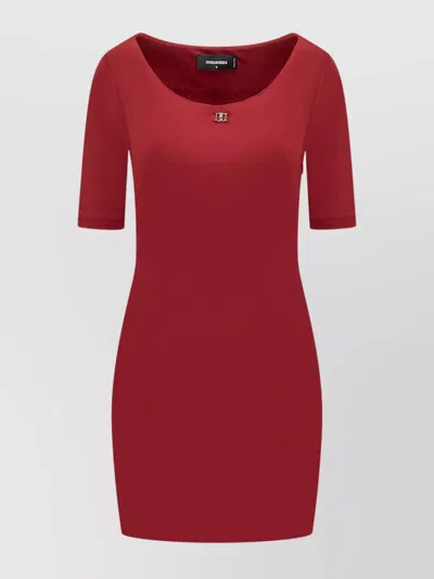 Dsquared2 Knee-length Round Neckline Short Sleeves Dress In Red