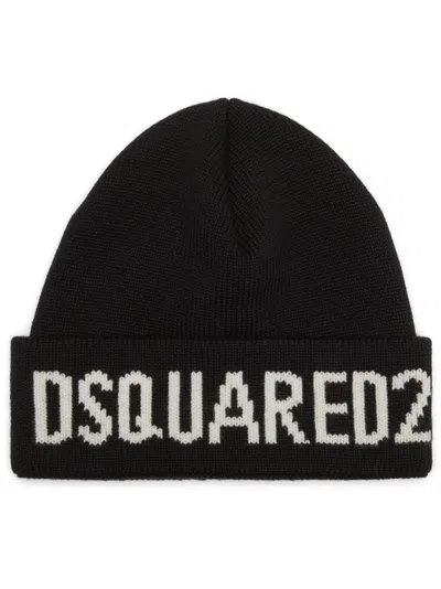 DSQUARED2 KNIT BEANIE WITH FOLDED CUFF